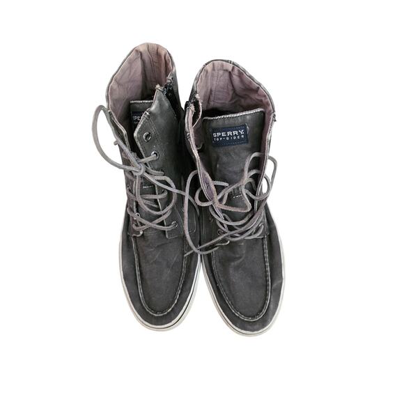 Sperry, gray, zip up canvas high top sneakers, men's 12 EUC - Picture 5 of 7